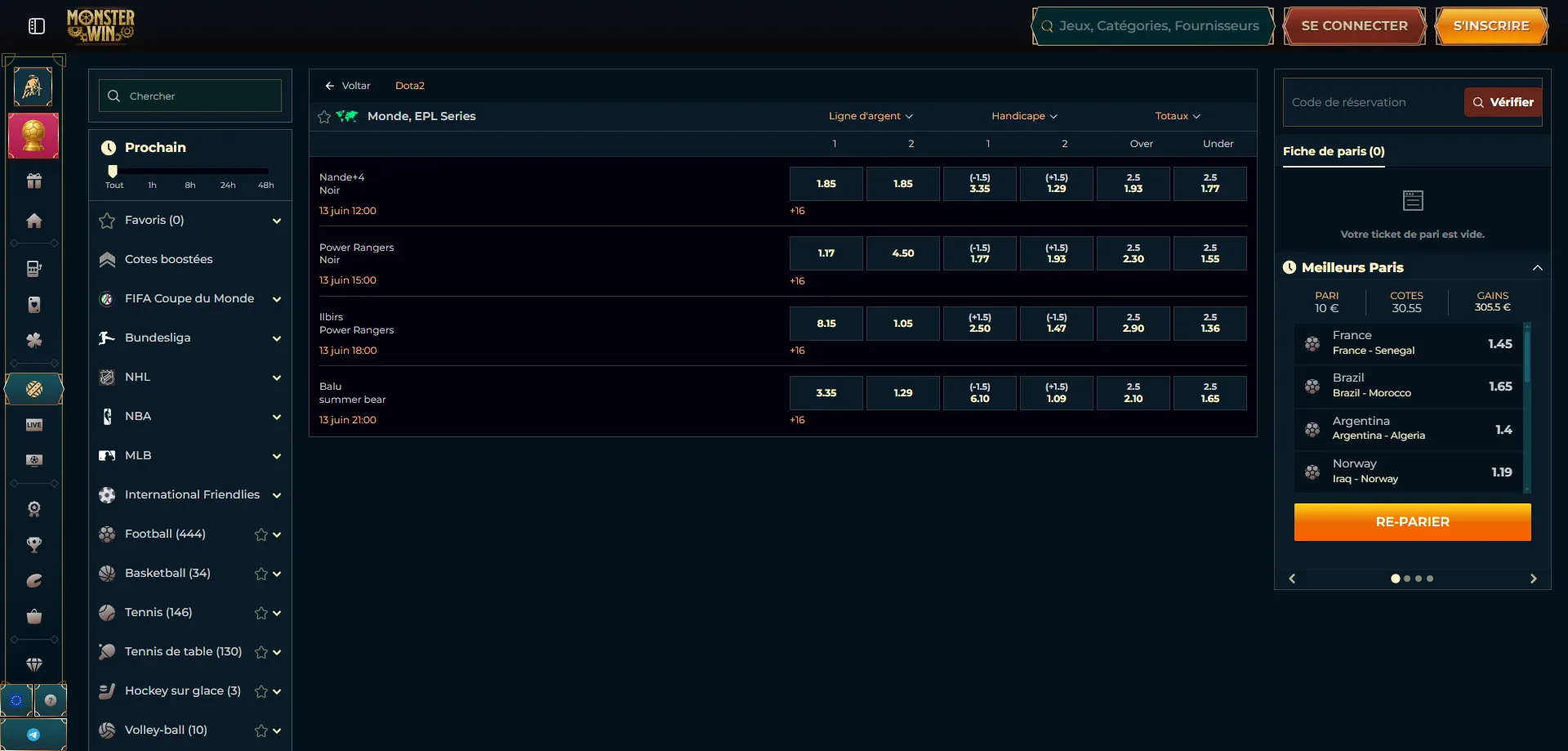 Scommesse sportive Monsterwin calcio tennis basket live betting